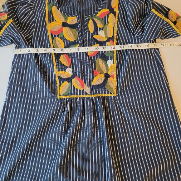 Madewell fable boho embroidered floral stiped top - Picture 11 of 12